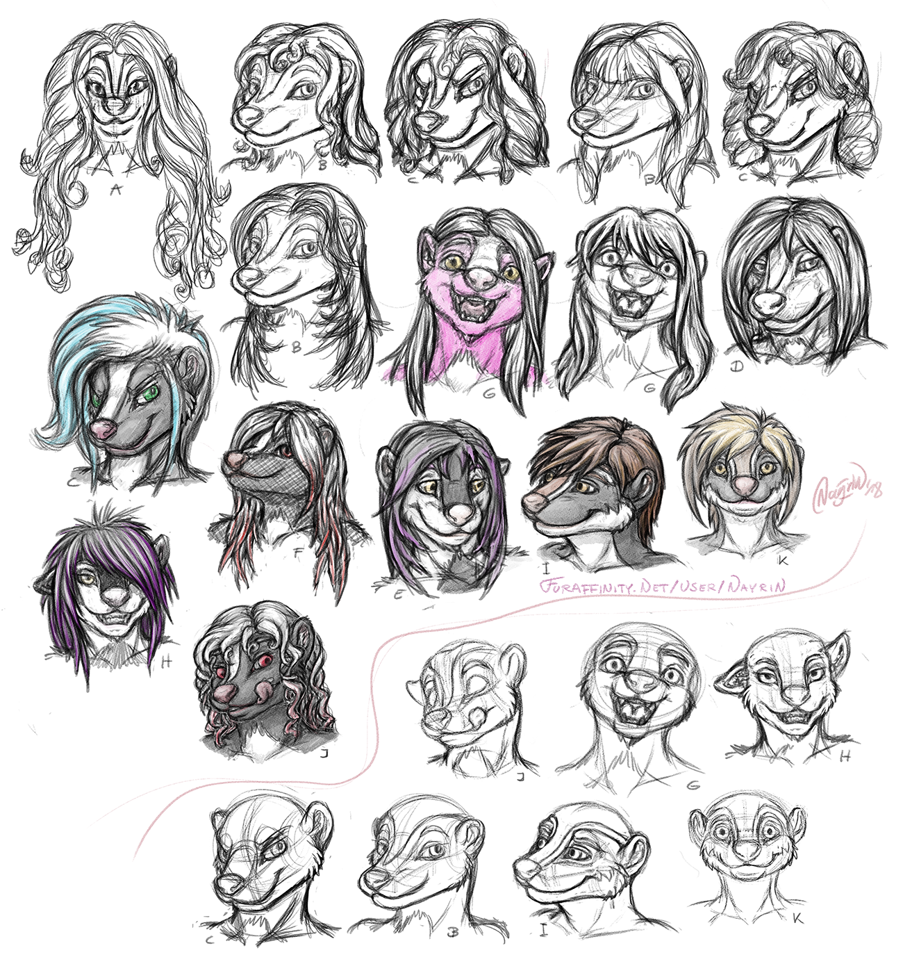 1300x1387 Practice Sketches Haircut Studies By Nayrin - Haircut Sketch