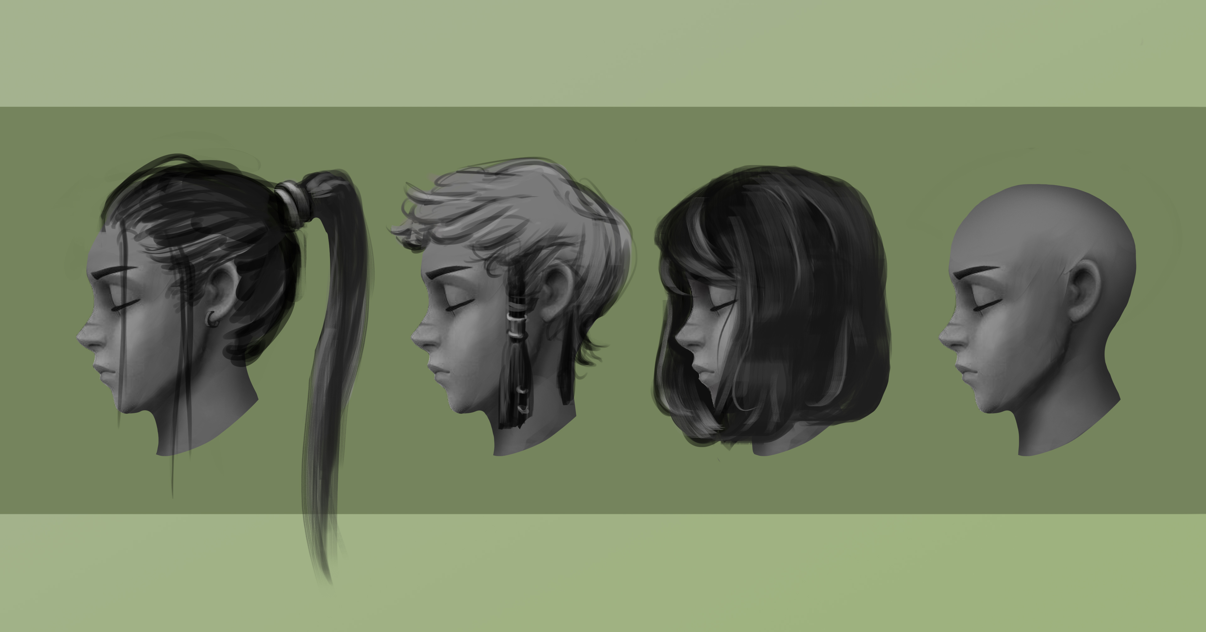 3840x2013 Parallelworlds Hairstyle Sketches Frank Mengel - Hairstyle Sketches