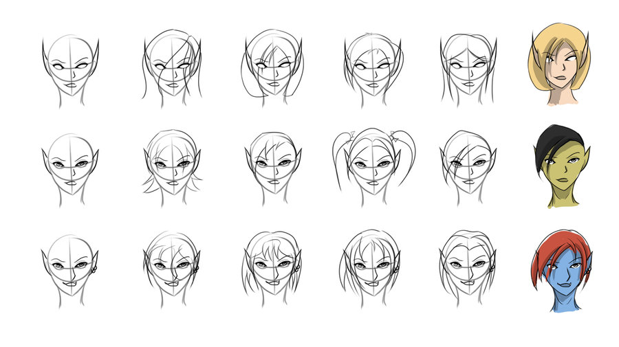 900x505 Warcraft Hairstyles Sketches By Obhan - Hairstyles Sketch
