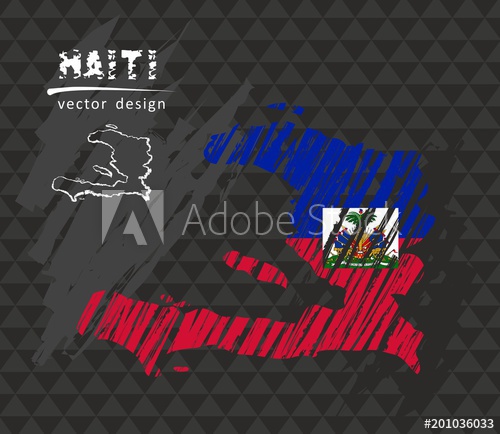 500x434 Haiti National Vector Map With Sketch Chalk Flag. Sketch Chalk - Haiti Sketch
