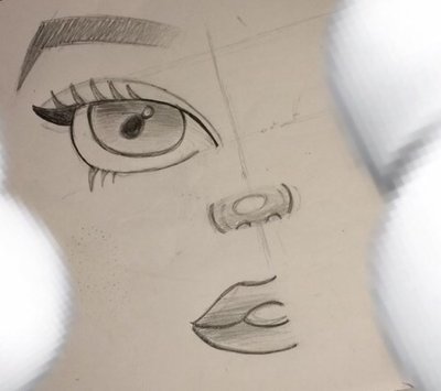 400x355 Half Face Sketch By Poppy13xx - Half Face Sketch