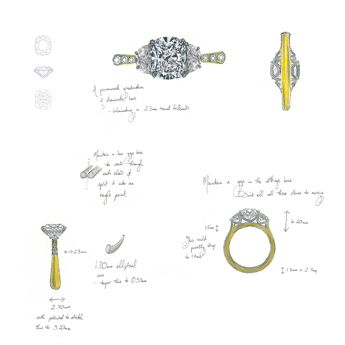 700x700 Cushion Cut Half Moon Sketch Rs - Half Moon Sketch