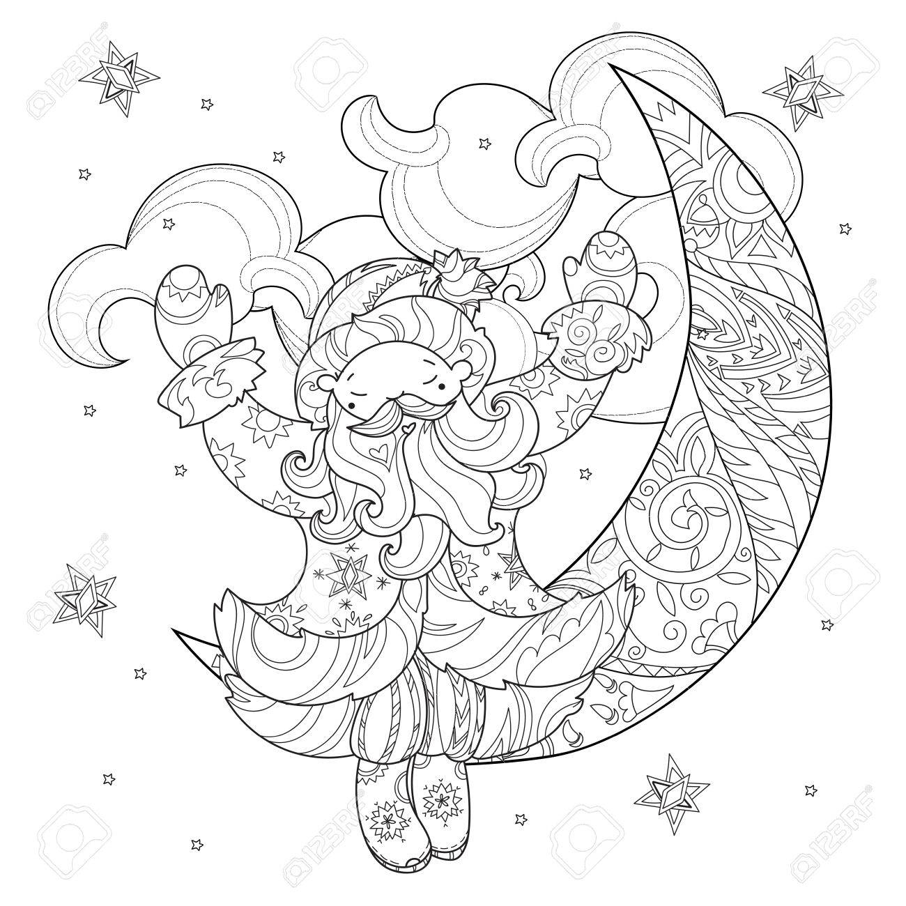1300x1300 Cute Christmas Sketch Vector Cute Christmas Santa Claus Doodle And - Half Moon Sketch