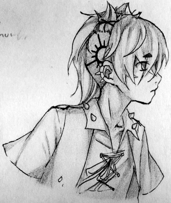 680x806 Draw A Half Body Anime Cartoon Sketch Of Anybody By Boo Chan - Half Sketch