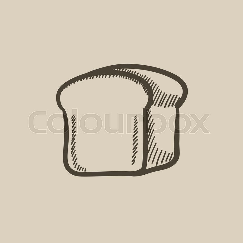 800x800 Half Of Bread Vector Sketch Icon Isolated On Background. Hand - Half Sketch