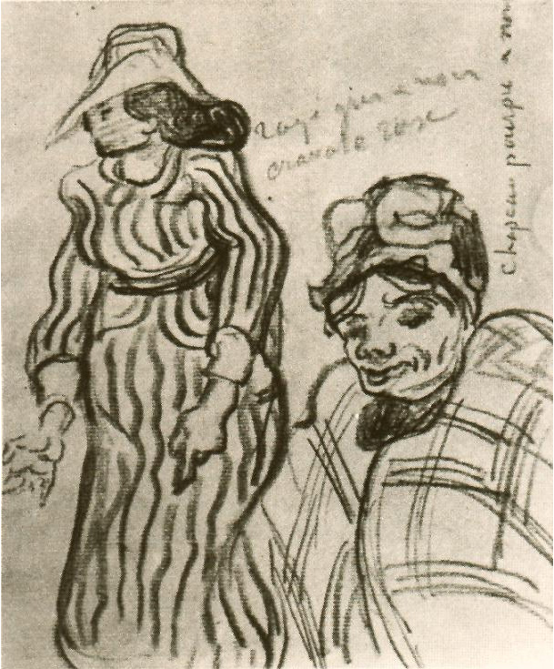 609x735 Sketch Of A Lady With Striped Dress And Hat And Of Another Lady - Half Sketch