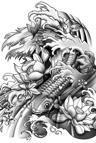 336x499 Koi Half Sleeve Tattoo Drawing Tattoos. Tattoos - Half Sleeve Tattoo Sketch