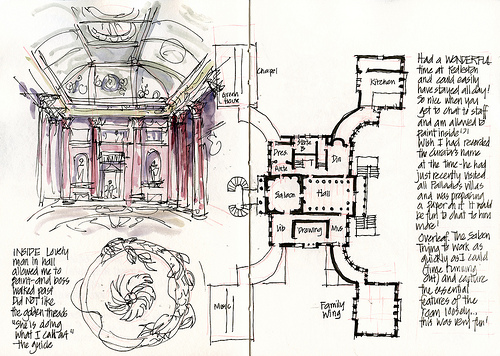 500x356 Kedleston Hall Sketches - Hall Sketch
