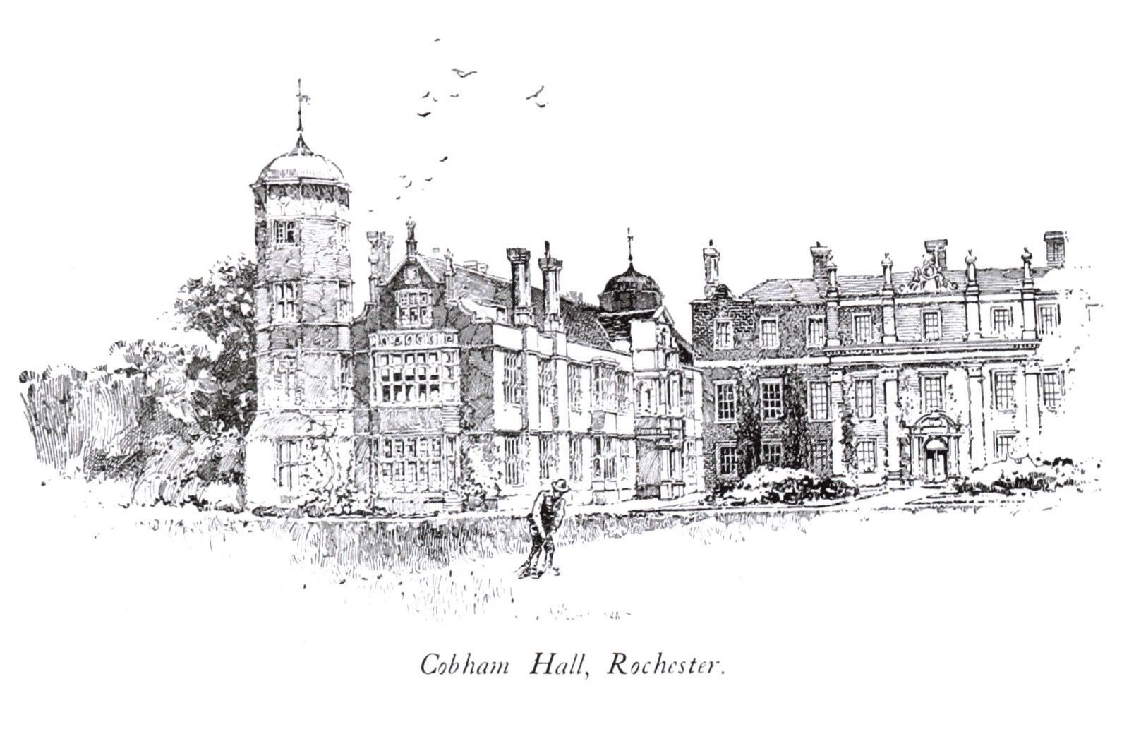 1600x1057 Postcard Art Sketch Cobham Hall Rochester Kent By Herbert Railton X99 - Hall Sketch