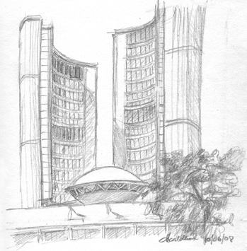349x355 Toronto City Hall - Hall Sketch