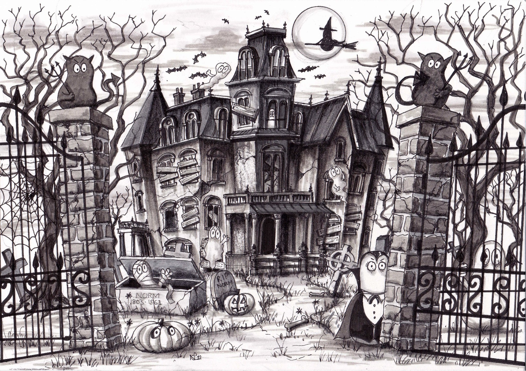 1679x1183 Halloween Norms The Daily Norm - Halloween House Sketch