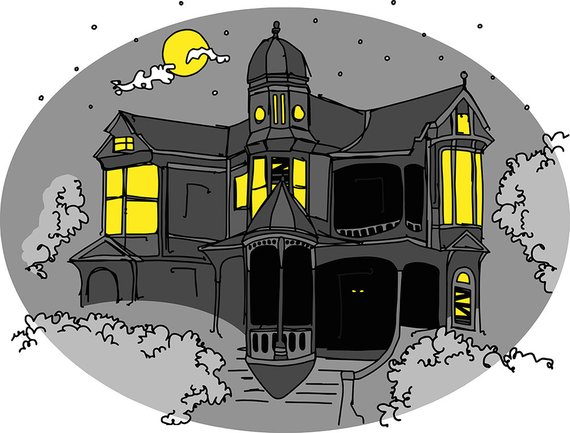 570x433 Haunted House Sketch Vector Art Illustration Pvc Board Print Etsy - Halloween House Sketch