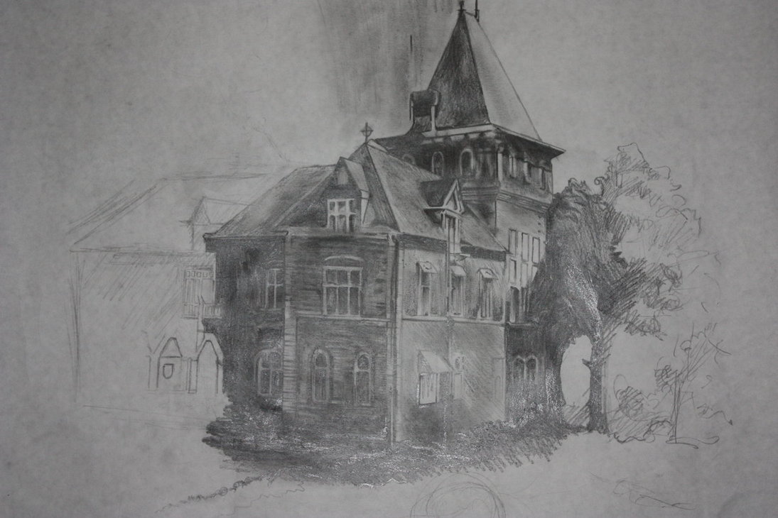 1095x730 Haunted House Sketch Wip By Undefeatable , Spooky - Halloween House Sketch