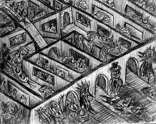 500x398 Sketch Of Haunted House Ride - Halloween House Sketch