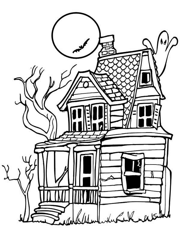 600x776 Template Haunted House Sketch Colouring Pictures Www - Halloween House Sketch