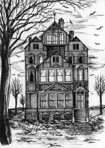 346x486 Sketch Halloween Google Sketches , Spooky House Sketches - Halloween House Sketch
