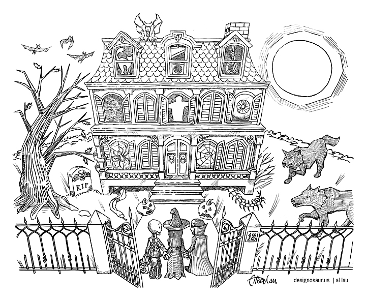 720x590 The Last House Blog.designosaur.us - Halloween House Sketch