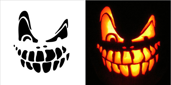 600x299 Halloween Scary Pumpkin Carving Stencils Free Vector In Adobe - Halloween Pumpkin Sketch
