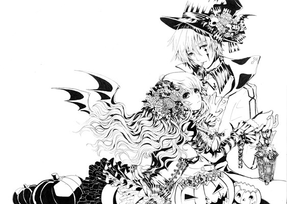 563x400 Halloween Sketches Demon Costumes 4 Sizes Home Decoration Canvas - Halloween Sketches