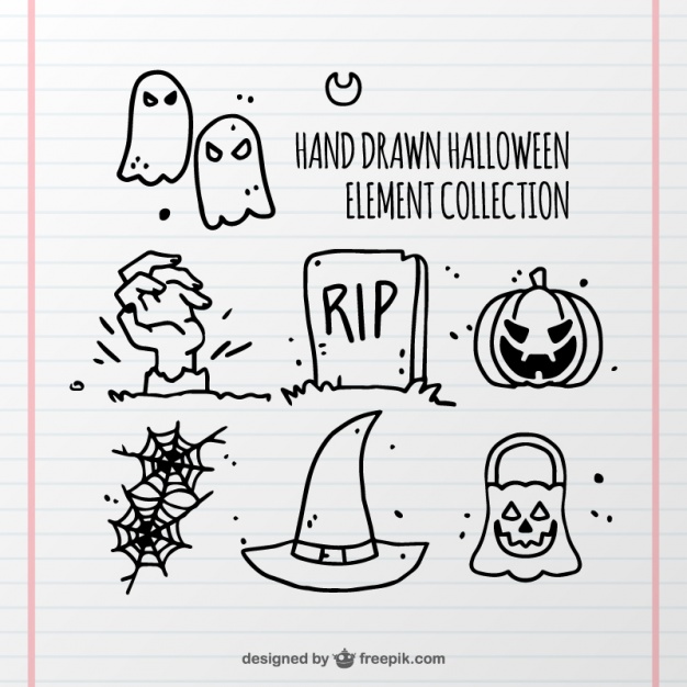 626x626 Sketches Of Halloween Elements Vector Free Download - Halloween Sketches
