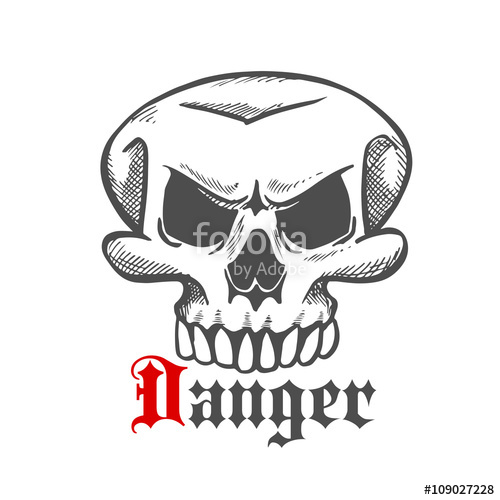 500x500 Halloween Ghost Or Monster Skull Sketch Symbol Stock Image And - Halloween Skull Sketch