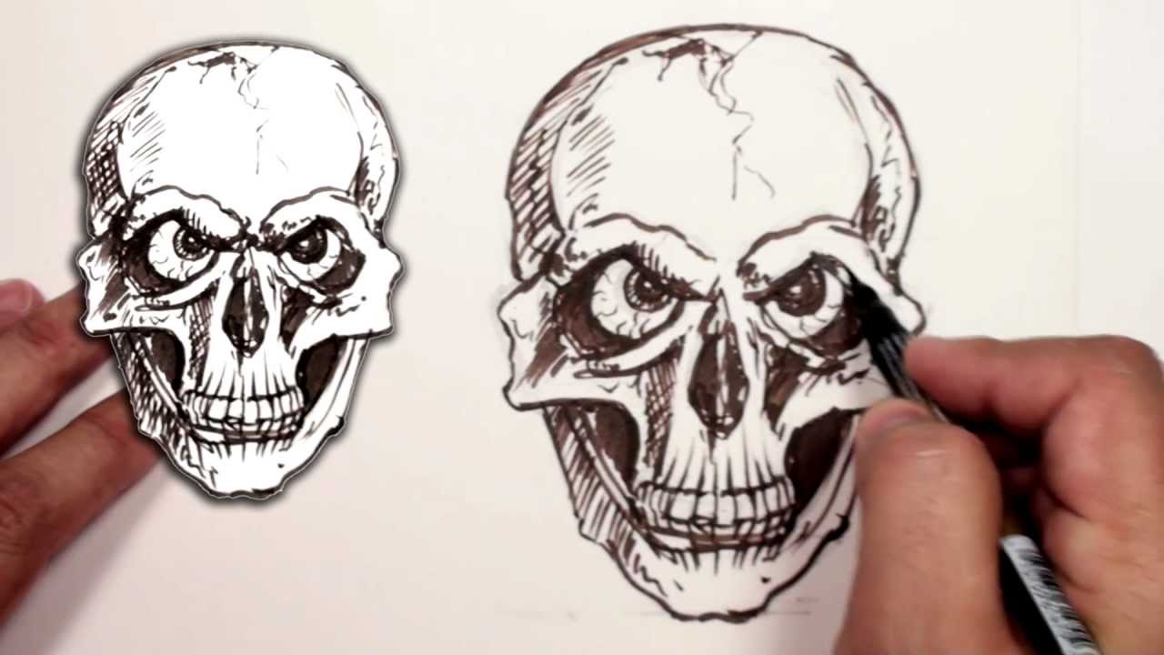 1280x720 How To Draw A Skull - Halloween Skull Sketch