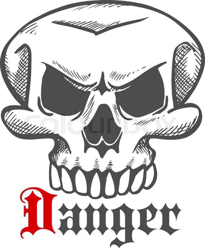 662x800 Spooky Halloween Ghost Or Monster Engraving Stylized Sketch With - Halloween Skull Sketch