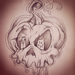240x240 Working On Some Halloween Ideas. - Halloween Skull Sketch