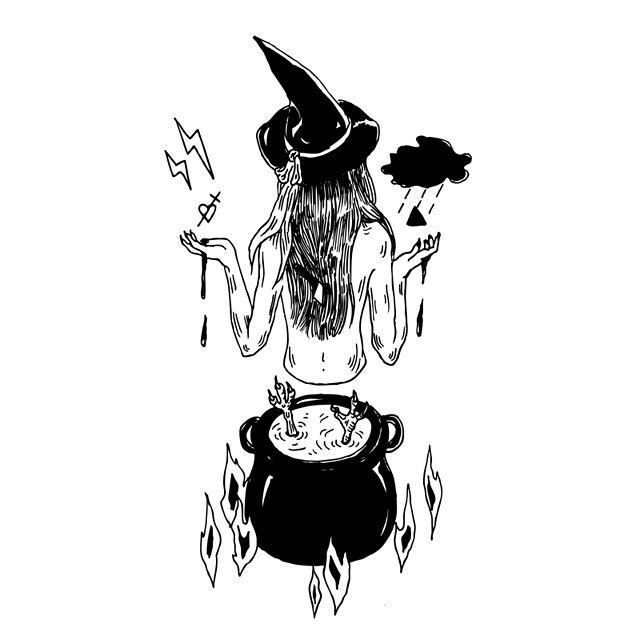 640x640 Drawn Witchcraft Sketch - Halloween Witch Sketch