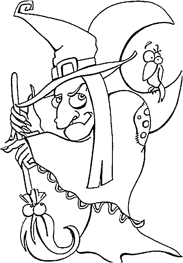 634x912 Halloween Witch Coloring Pages - Halloween Witch Sketch