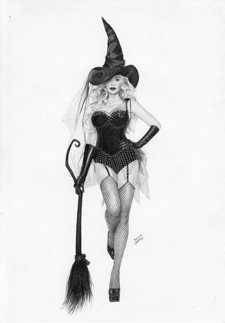 746x1070 Witch Halloween Pin Up By Timgrayson - Halloween Witch Sketch