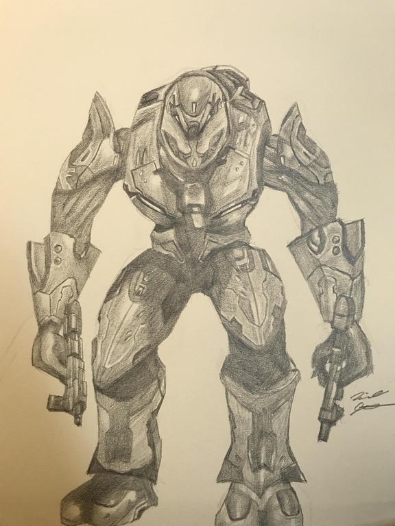 576x768 Halo Drawing Fist Of The Unicorn - Halo 3 Sketch