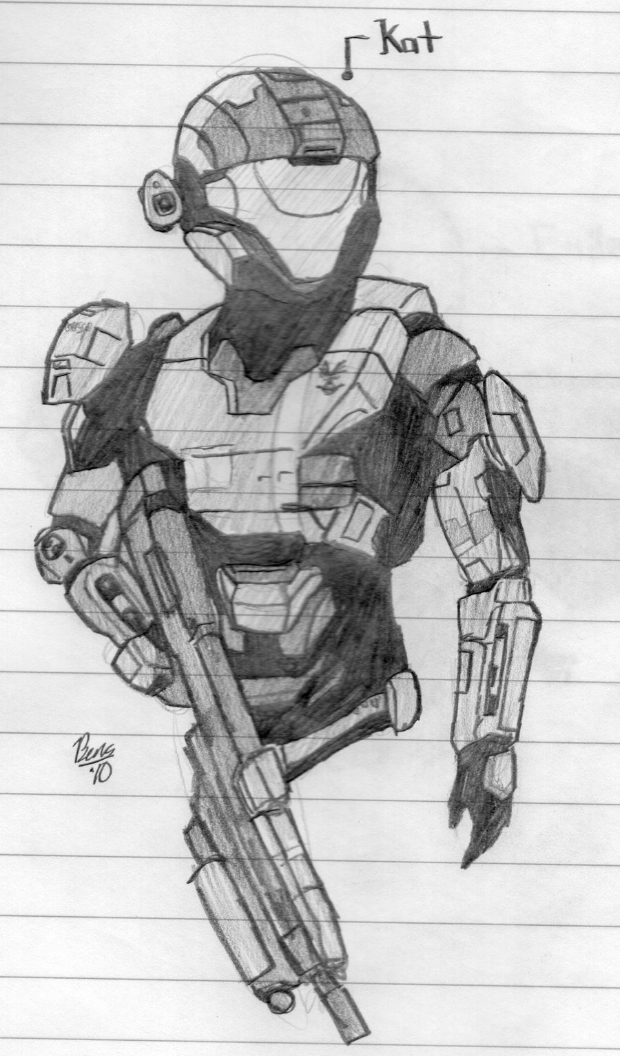 900x1533 Haloreach Kat By Izaak94 - Halo Reach Sketch