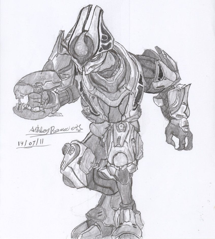 847x944 How To Draw An Elite From Halo Reach Cool! Learn To Sketch - Halo Reach Sketch