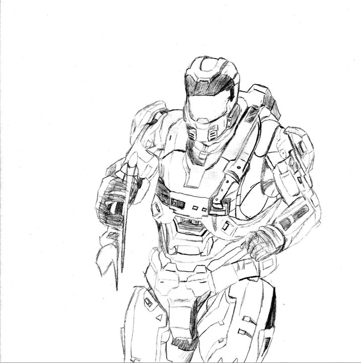 717x720 My Past Halo Reach Spartan Sketch By Rbiii Ricster - Halo Reach Sketch