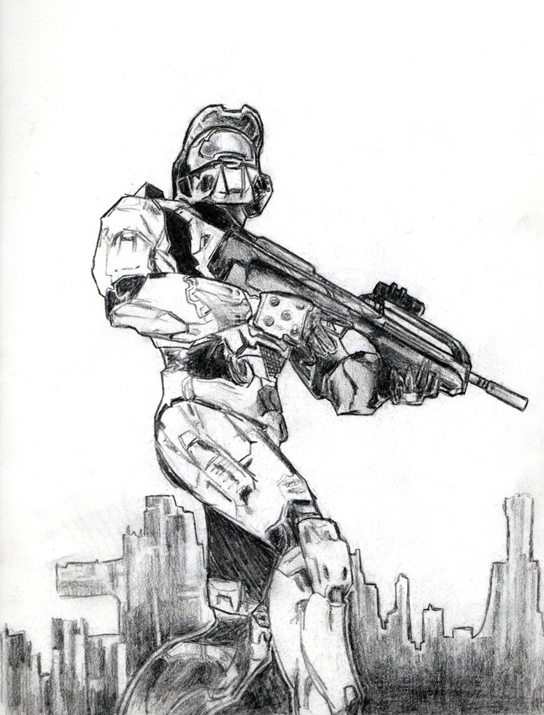 780x1025 Halo 2 Sketch By Kidcurious - Halo Sketch
