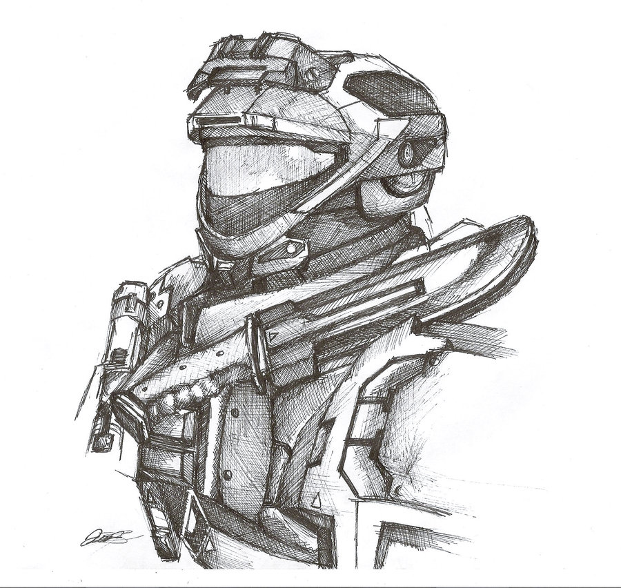 Halo Spartan Sketch at PaintingValley.com | Explore collection of Halo ...