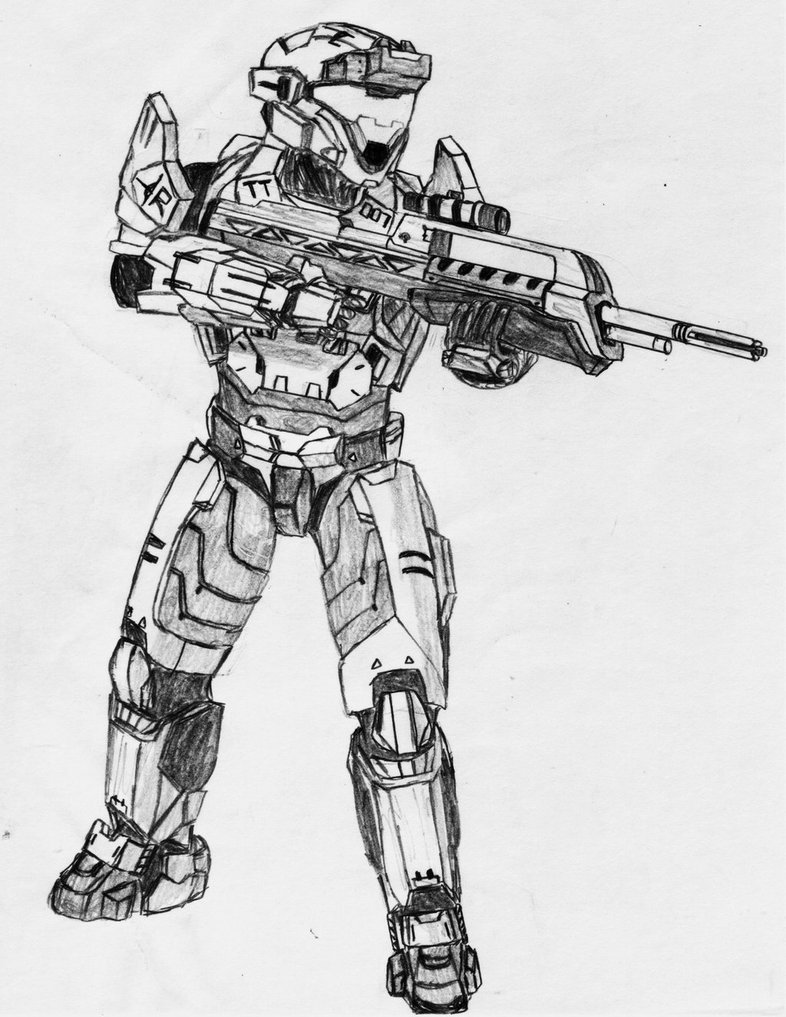 Halo Spartan Sketch at PaintingValley.com | Explore collection of Halo ...