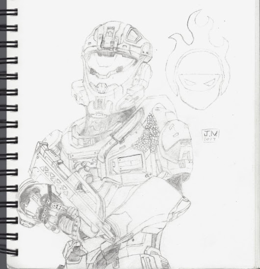 530x549 My Sketch Of My Halo Spartan Oc With A Recon Helmet And A - Halo Spartan Sketch