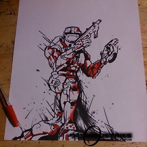 480x480 Halo 2 Spartan Drawing In Progress - Halo Spartan Sketch
