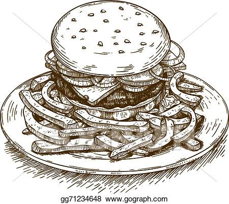 450x402 Hamburger Clipart Sketch - Hamburger Sketch