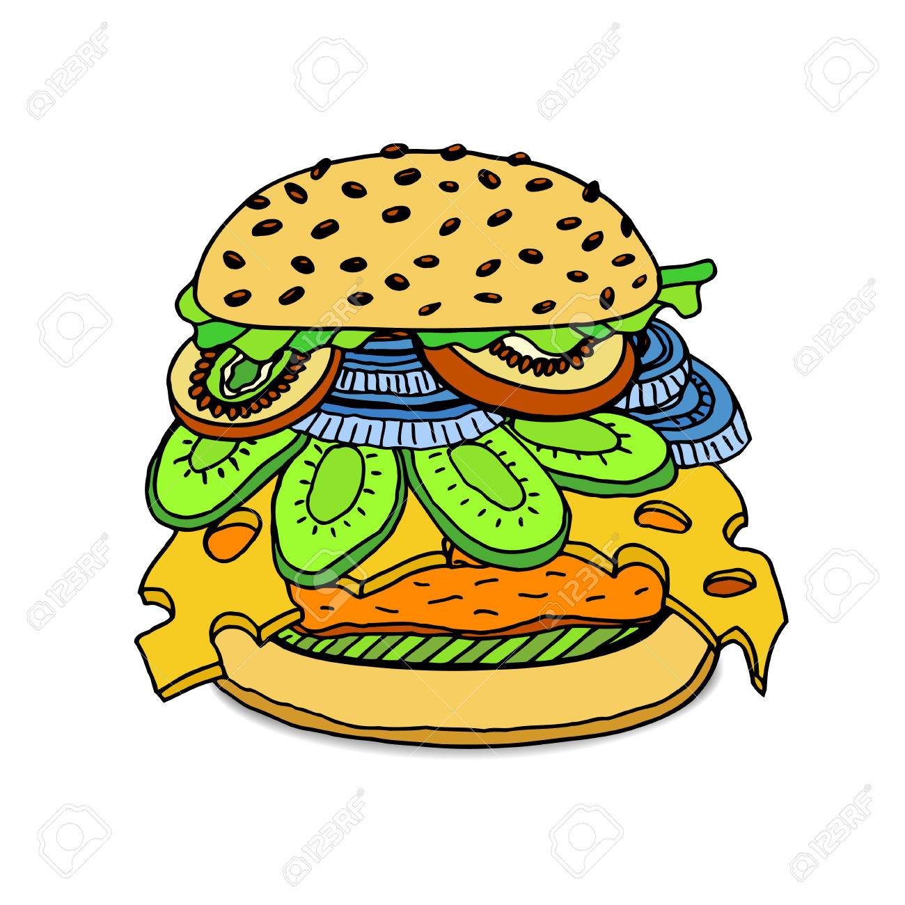 1300x1300 Hamburger Clipart Sketch 12 - Hamburger Sketch