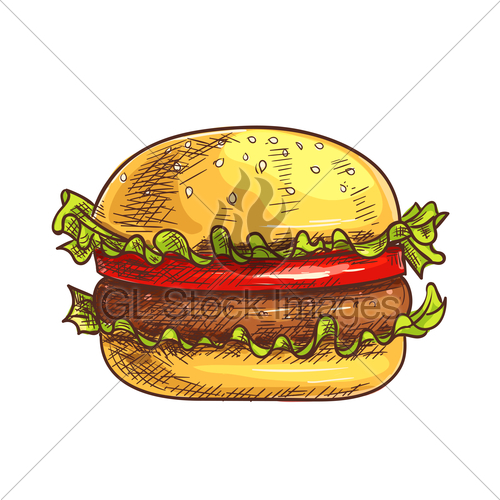 500x500 Hamburger Fast Food Sketch Icon Gl Stock Images - Hamburger Sketch