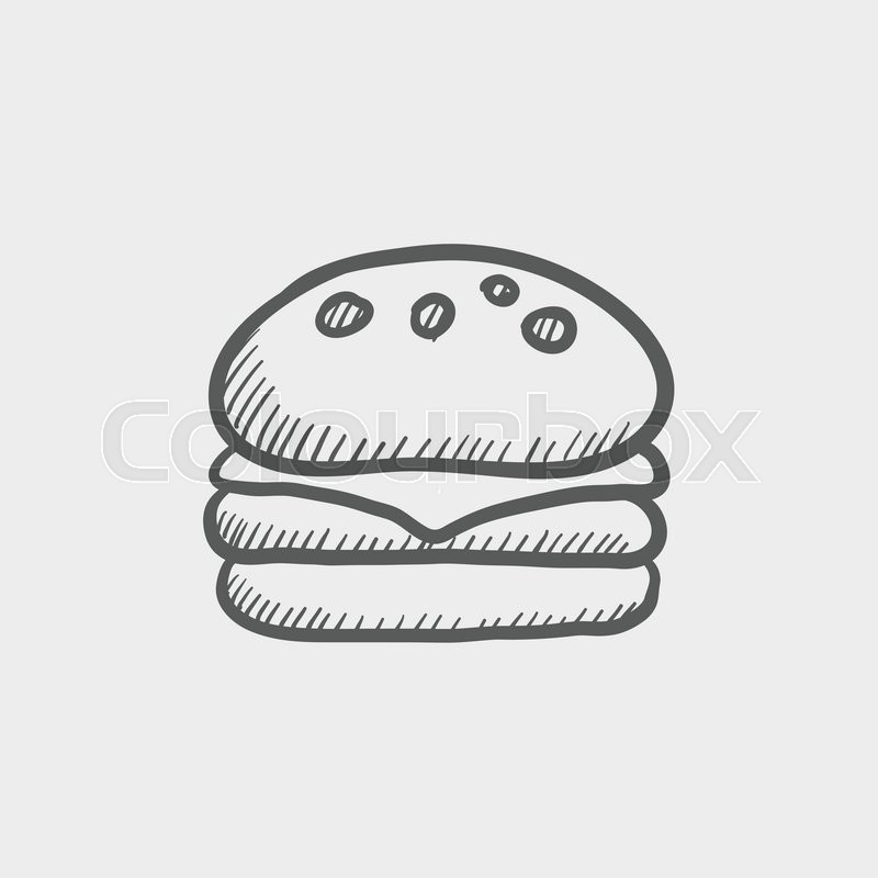 800x800 Hamburger Sketch Icon For Web And Mobile. Hand Drawn Vector Dark - Hamburger Sketch