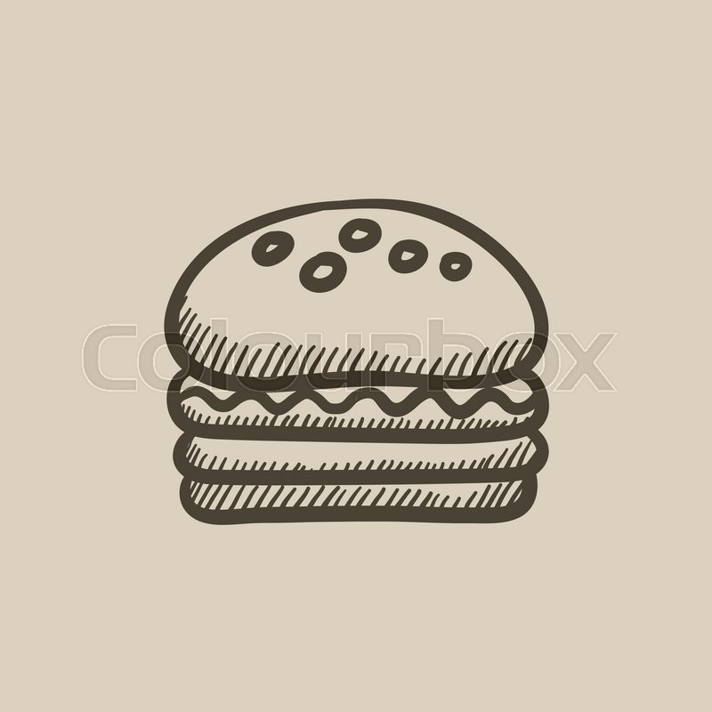 800x800 Hamburger Vector Sketch Icon Isolated On Background. Hand Drawn - Hamburger Sketch