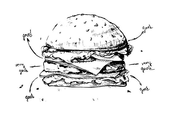 550x377 Hamburger. Sketch Watercolor Posters By Arkadivna Redbubble - Hamburger Sketch