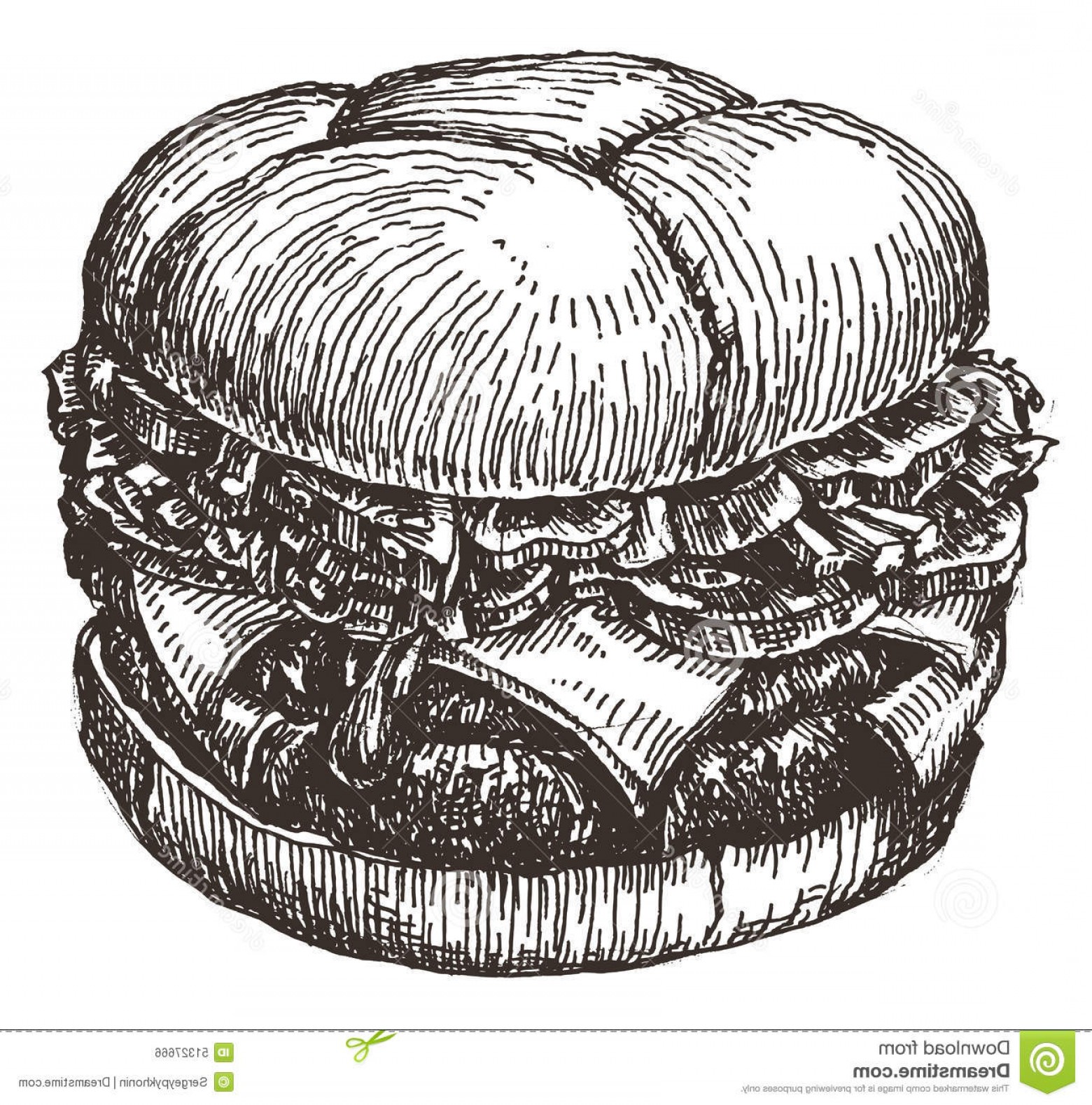 1560x1579 Stock Illustration Hamburger Vector Logo Design Template Fast Food - Hamburger Sketch