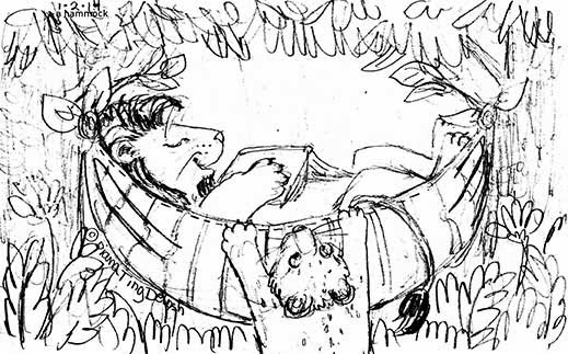 519x323 The Hare 365 Drawings 2014 Hammock Lion - Hammock Sketch