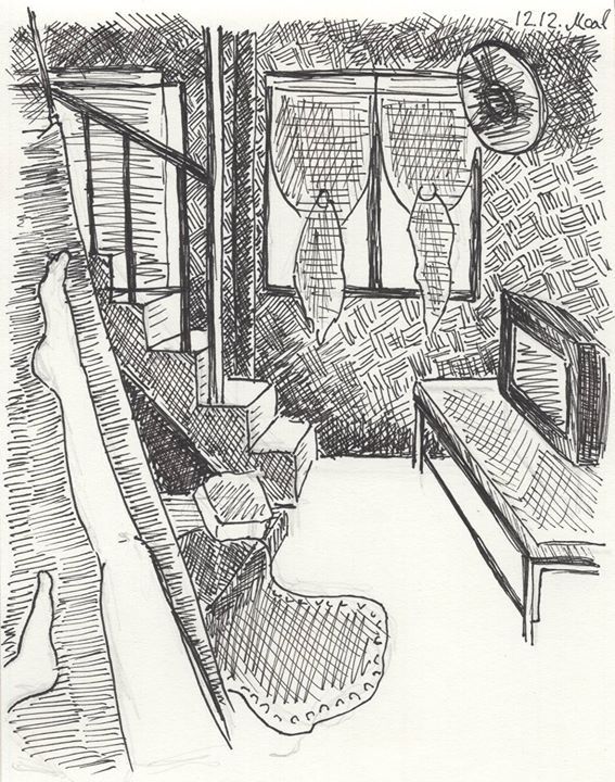 567x720 Travel Sketch Hammock Inside Of A Palm Hut, Philippines - Hammock Sketch