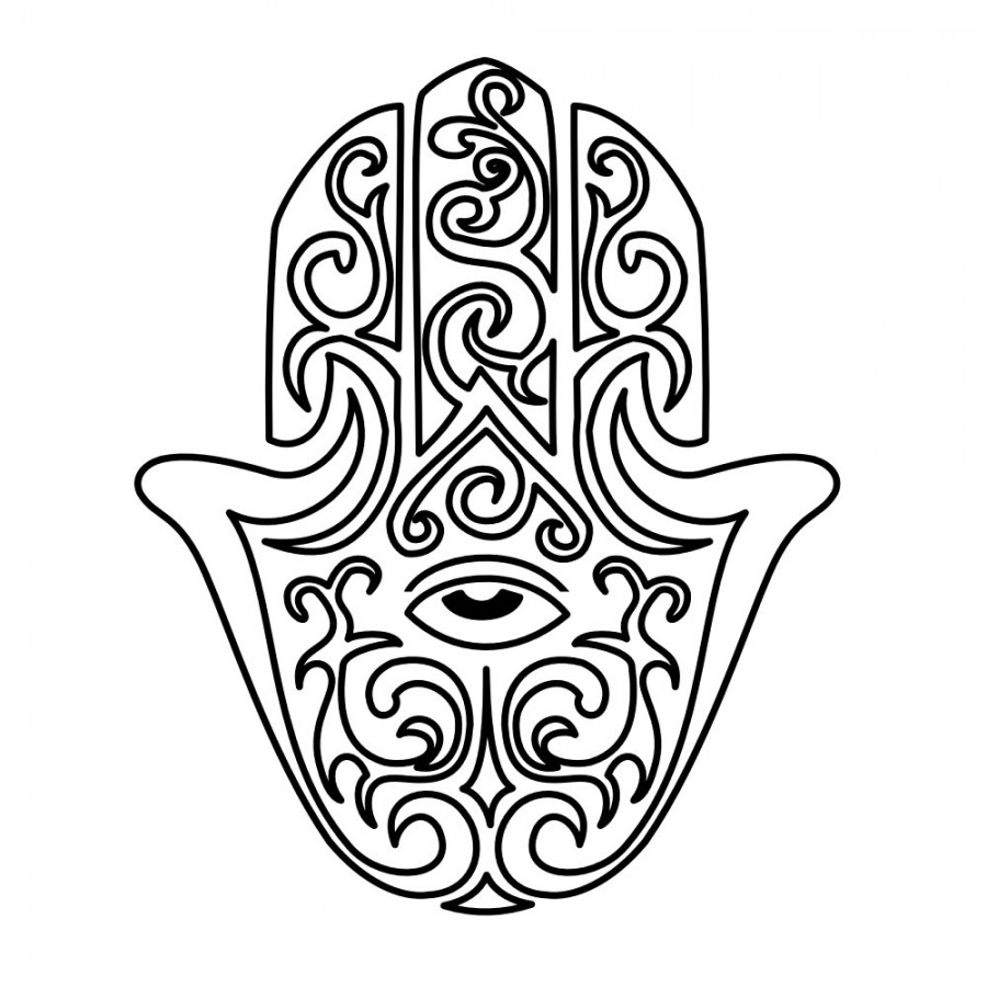 900x900 Hamsa Hand Outline Sketch Design - Hamsa Hand Sketch